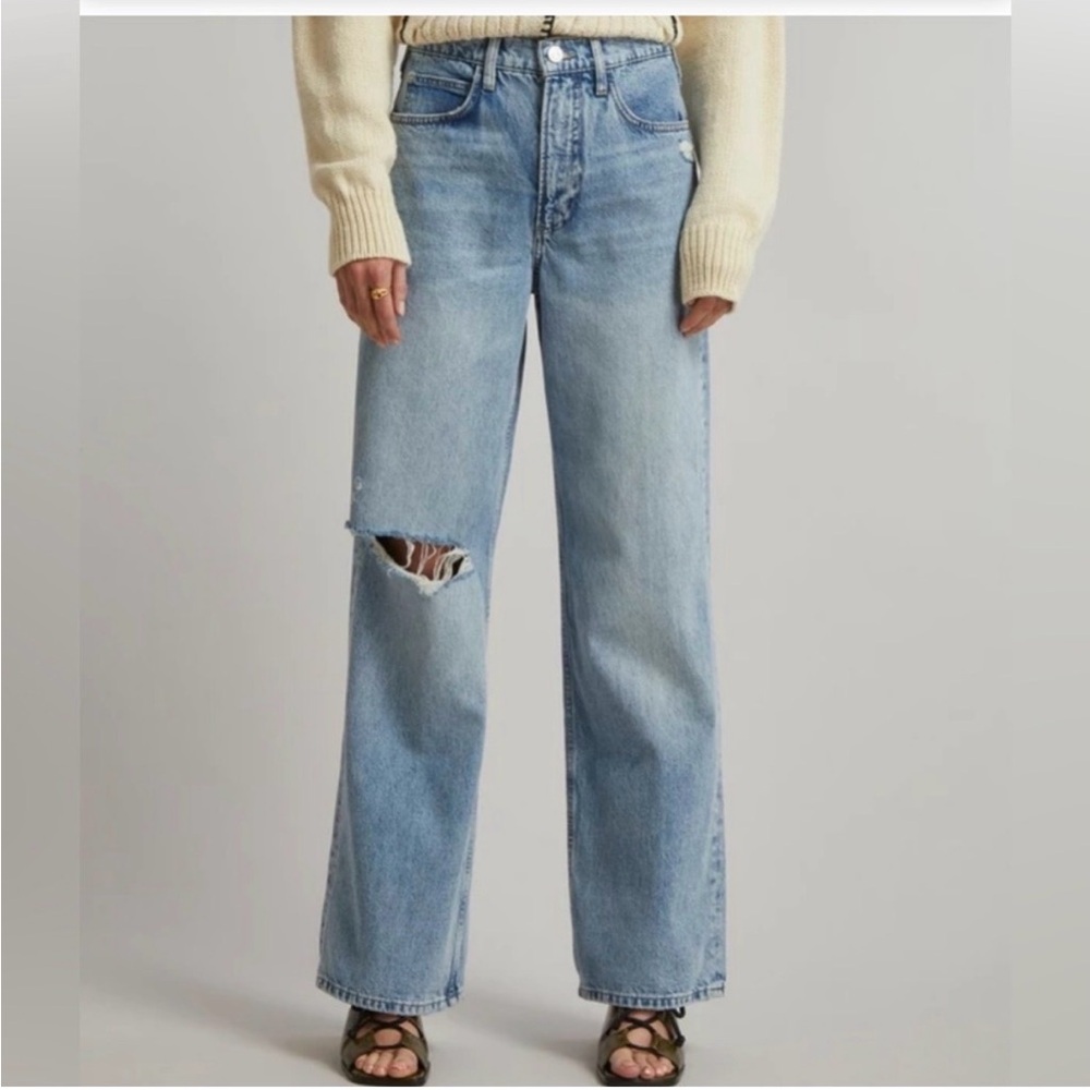 Frame Denim Le High N Tight Wide Leg Jean in Bilson Rips size 27